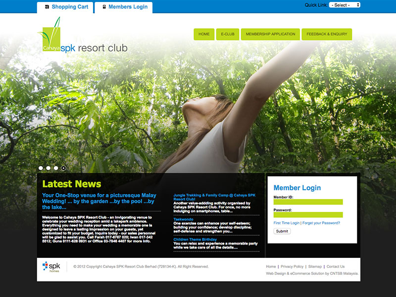 Web Design and CMS - Cahaya SPK Resort Club - Membership eClub Portal in Malaysia